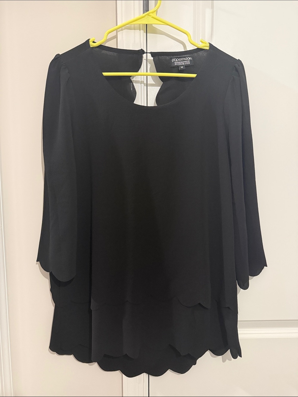 Papermoon Black Scalloped Hem Flow Blouse